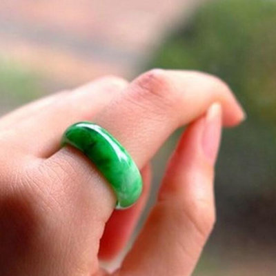 小美飾品時尚全綠幹綠戒指精品玉戒指男女