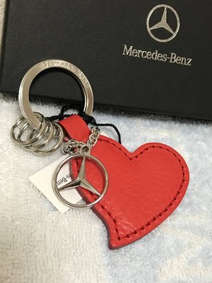 Mercedes-Benz日本賓士原廠精品愛心形紅色真皮鑰匙圈(日本製造)
