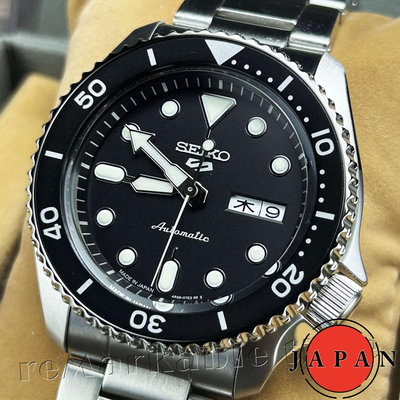 【SEIKO 自動機械手錶】 精工五號自動機械錶款SBSA005黑面x黑框(日本限定)