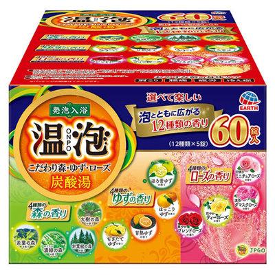 【JPGO】超取最多1盒~日本製 地球製藥 ONPO 溫泡碳酸溫泉入浴劑 12種香味選擇 60錠入#319