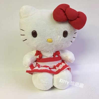 [Kitty 旅遊趣] Hello Kitty 絨毛玩偶 絨毛娃娃 凱蒂貓 紅色群子