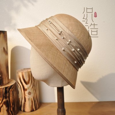 千楓家 菲律賓高端麻紗帽宴會定型禮帽高檔遮陽帽客供特殊材質太陽帽