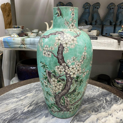 【二手】清中期-粉彩花鳥紋花瓶 老瓷器 擺件 古玩【廣聚堂】-1642