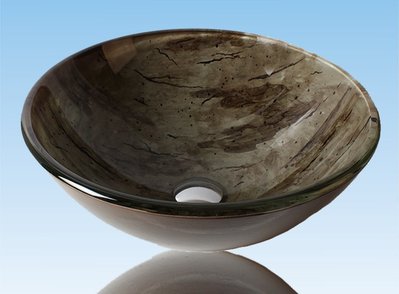 FUO衛浴:42公分 彩繪工藝 藝術強化玻璃碗公盆 (WY15088)預訂!