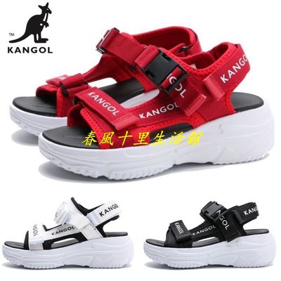 Kangol 英國 袋鼠 厚底 涼鞋 舒適 運動 休閒 女鞋 可調整 增高 修飾 好穿 黑 白 紅爆款