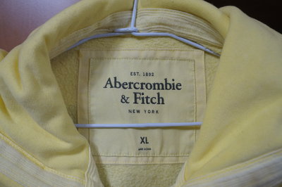 Abercrombie &amp; Fitch A&amp;F紐約 麋鹿  連帽外套-XL 鵝黃色