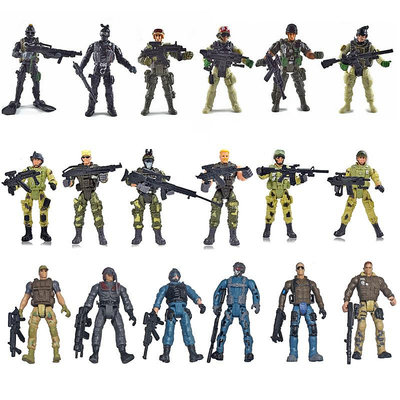 10cm軍事特種兵人士兵模型3.75寸玩具軍人警察男孩和平精英手辦
