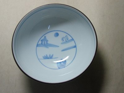 日本 有田燒 深川製磁 白瓷 中碗 青瓷 青花山水 全新品