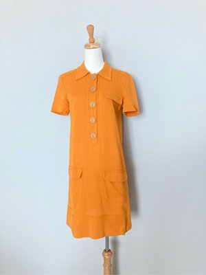 出清! 近新真品CHLOE` 休閒復古感很有marni風橙色短袖洋裝 S 號