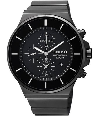 SEIKO CS 黑潮時尚三眼計時腕錶-黑鋼 7T92-0NG0SD(SNDD83P1)