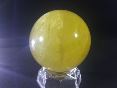 [銀九藝] 直徑~6.9公分 471g 黃水晶 冰洲石球 吉祥擺件 (13)