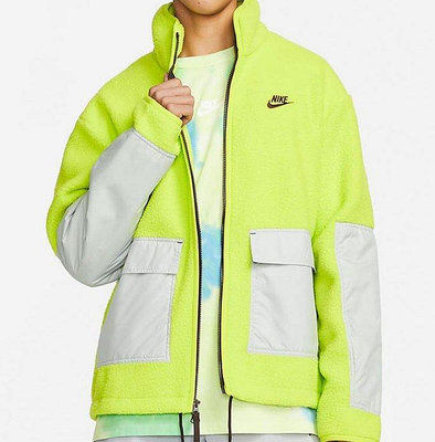 YOYO免運~Nike 耐吉刷絨毛外套 熒光綠立領外套 男生夾克 DD50