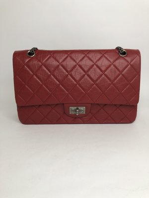 【RECOVER名品二手sold out】 CHANEL 紅色仿舊皮革銀鍊2.55包 . 經典款