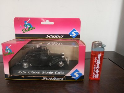 (罕見金屬車模)法國Solido 雪鐵龍黑經典老車"Monte Carlo"(A658)