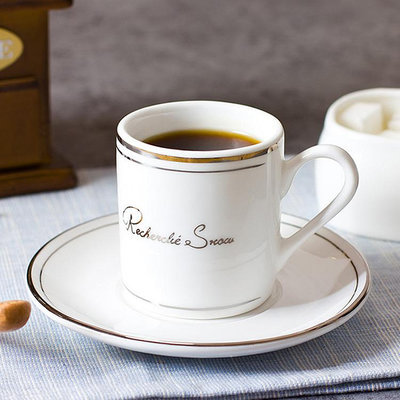意式濃縮咖啡杯高顏值咖啡杯碟套裝簡約白色陶瓷小杯子美式咖啡杯~夏苧百貨
