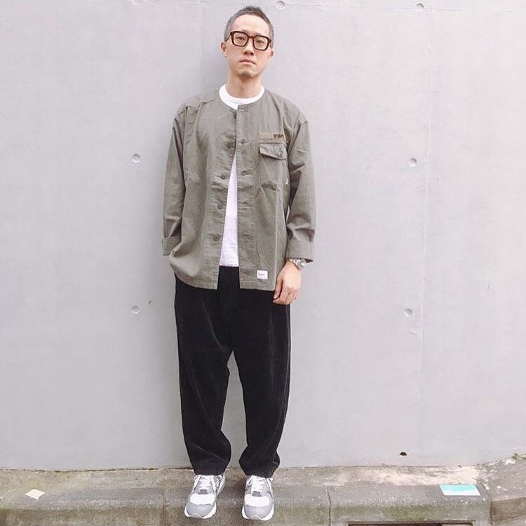 19AW Wtaps SCOUT LS / SHIRT. COTTON. TWILL 軍綠/卡其圓領長袖襯衫無