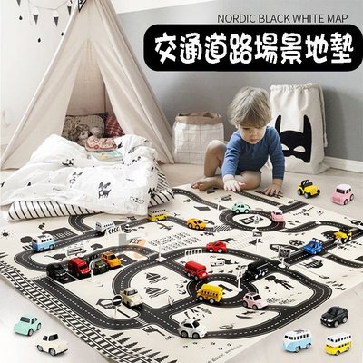 兒童模型車遊戲地墊 道路遊戲墊 1/64玩具車 附贈交通號誌一組 多美小汽車適用 A764