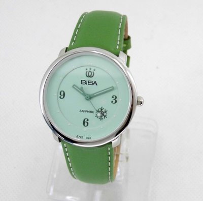 【幸福媽咪】網路購物、門市服務 BIBA 碧寶錶 藍寶石 花樣女孩 石英錶 綠色-36mm 型號:B721S023F