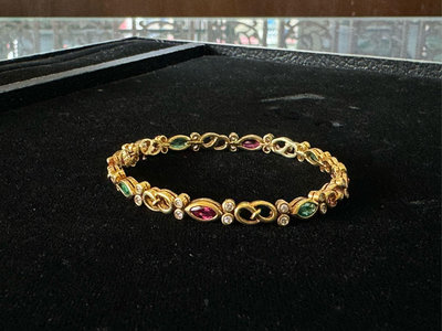 天然紅寶祖母綠鑽石手鍊 古典手工 歐洲 女王 皇室 貴族 中世紀 出清特賣 另有同款項鍊 [正泰精品當舖] 非寶格麗蛇形鑽戒 Cartier love 手環