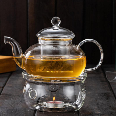 jkv玻璃泡茶壺放蠟燭加熱器功夫溫煮茶器耐熱切茶壺餐廳泡花茶壺