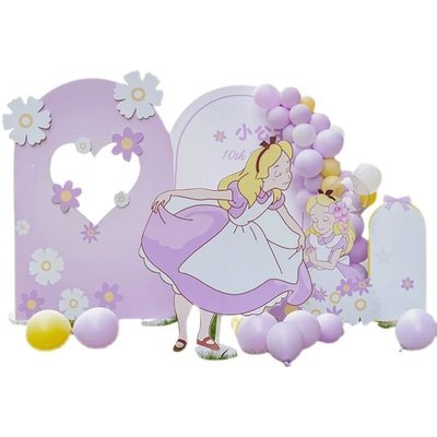 促銷打折 女孩十周歲生日宴滿月  場景布置卡通kt板背景墻愛麗絲主題裝飾~~~