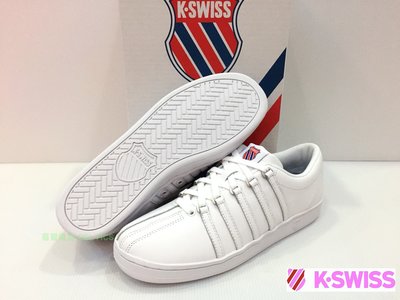 塞爾提克~免運 現貨 K SWISS 女鞋 經典皮質 休閒運動鞋 96046117(全白-kswiss)-送運動襪