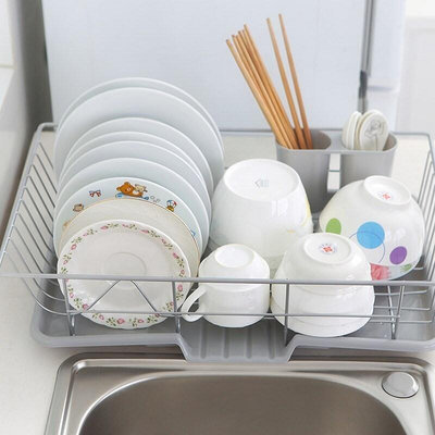 【現貨】瀝水碗架不鏽鋼色廚房置物架家用餐具碗筷收納盒2控水槽涼放碗籃