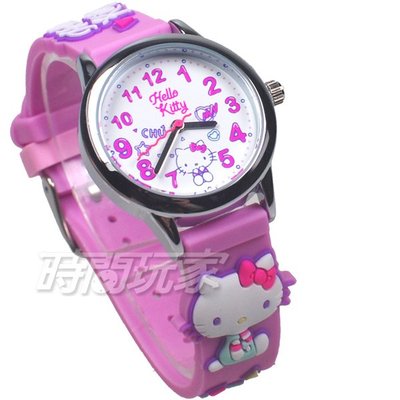 HELLO KITTY 凱蒂貓 甜心夢鄉 俏麗腕錶 立體矽膠錶帶 紫色 女錶 KT075LWWV【時間玩家】