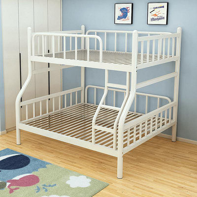 不銹鋼雙層床304加厚高低子母床上下鋪鐵架床黑色白色1.5米雙人床