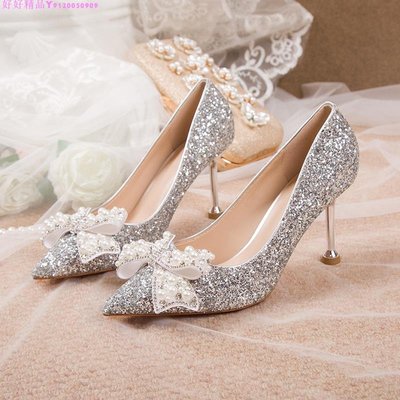 法式水晶婚鞋秀禾婚紗兩穿2023年春季新款新娘鞋女婚禮高跟鞋小眾ˉ好好精品