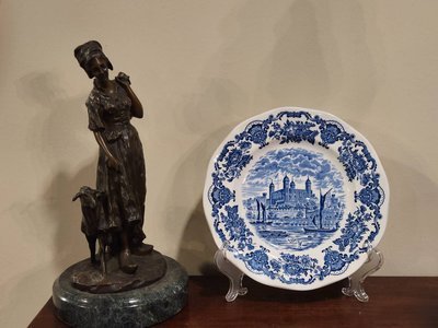 英國 ENOCH WEDGWOOD 倫敦塔 藍白 青花瓷  飾盤 瓷盤 歐洲老件 pc0021【卡卡頌 歐洲古董】✬