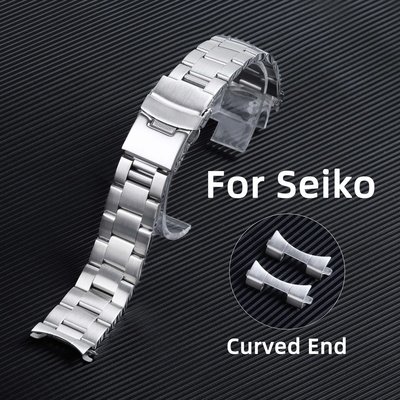 奢華不銹鋼錶帶弧口實心金屬錶帶適用於精工SEIKO SKX009 潛水錶帶20mm 22mm牡蠣水鬼錶帶男士女士手鍊鋼帶