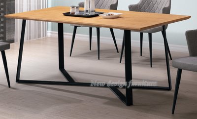 【N D Furniture】台南在地家具-工業風黑砂鐵腳木心板貼皮淺胡桃原木色150cm餐桌WB