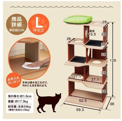 日本IRIS-PICL室內貓跳台-櫻桃紅-L號另有M號可以組合噢！