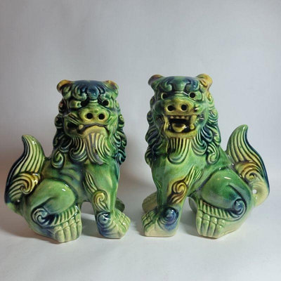 早期 未使用 鶯歌窯 陶瓷 獅子 三彩獅
