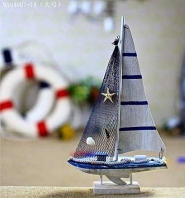 擺件地中海美式單帆木質帆船帆船模型裝飾帆船擺飾工藝家具擺設