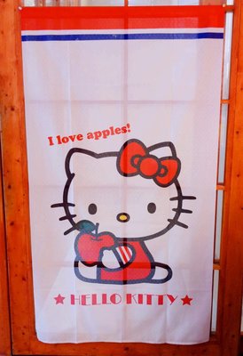 【唯愛日本】4943741921677 門簾 85x150cm 日本製 長門簾 凱蒂貓kitty 愛蘋果 卡通門簾 廚房