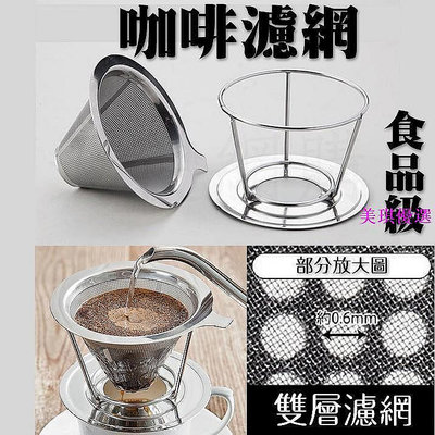 手沖咖啡濾網1-4人份 現貨 免濾紙 咖啡器具 不鏽鋼濾網 咖啡紙 濾掛紙 過濾紙 雙層濾網 hcy-邁金優購