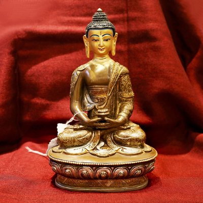 藏傳佛用品 尼泊爾紫銅鎏金銅佛像釋迦牟尼