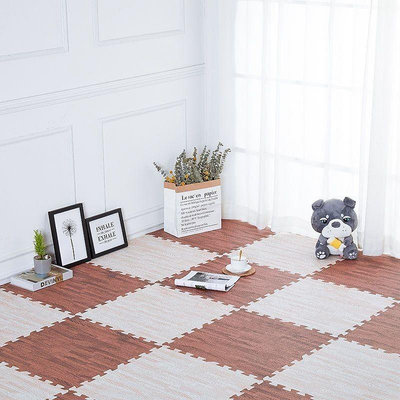 【歡迎光臨】木紋泡沫地墊 拼接地毯 巧拼 家用拼圖 臥室海綿地墊 嬰兒童爬行墊子 榻榻米