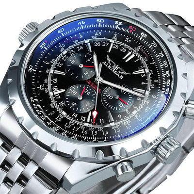現貨男士手錶腕錶新款 jaragar 歐美男士時尚休閑鏤空多功能大錶盤 自動機械錶