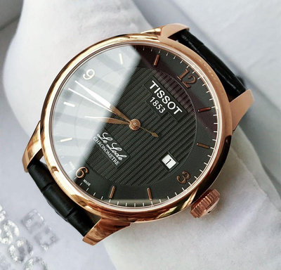 TISSOT Le Locle Automatic Chronometer 黑色面錶盤 黑色皮革錶帶 男士 自動機械錶 T0064083605700