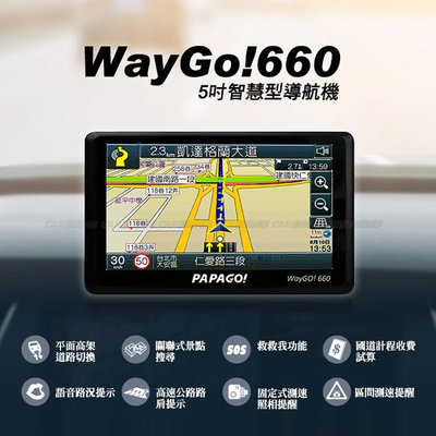 PAPAGO WayGO! 660 衛星導航 手持式導航 5吋智慧型導航機 (測速語音提醒)