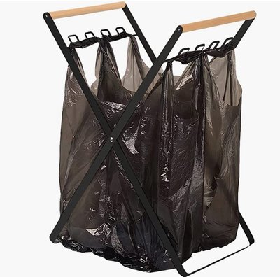 15427A 日本製 好品質 不銹鋼垃圾袋支撐架折疊垃圾袋架子置物架 戶外便攜垃圾袋架塑料袋架分類收納袋子支架掛架