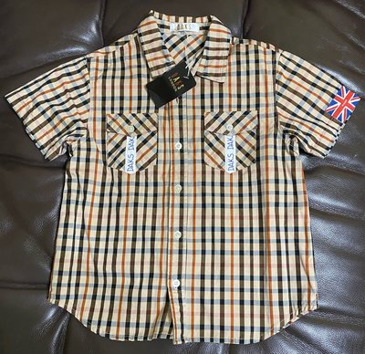 DAKS LONDON經典格紋短袖兒童襯衫（Size:7)7歲（全新專櫃品）