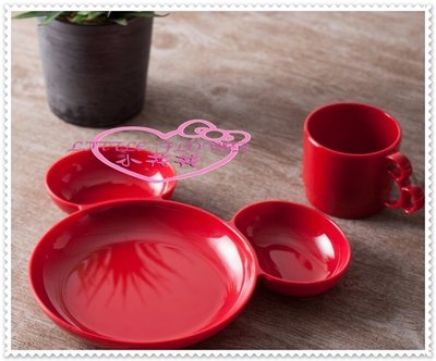 小花花日本精品♥ Hello Kitty 米老鼠米奇 塑膠餐盤 水果盤 兒童餐盤 點心盤 紅 頭型56866803