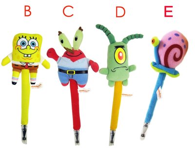 【卡漫迷】 海綿寶寶 造型筆 任2隻 ㊣版 絨毛娃娃 公仔 原子筆 皮老闆 蟹老闆 寵物 SpongeBob