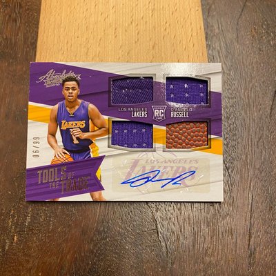 NBA 2015-16 Absolute Tools of the Trade 德安傑洛·羅素 D'Angelo Russell #06/99 親簽+球衣卡