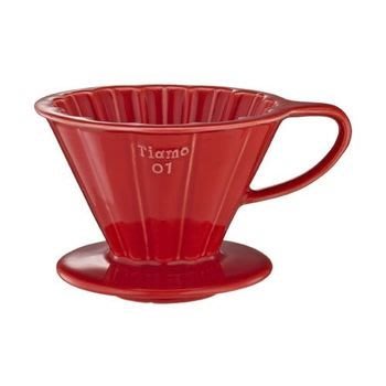 TIAMO V01 HG5535R 花漾陶瓷咖啡濾器組 紅色 附濾紙量匙滴水盤