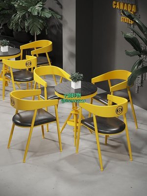 【熱賣下殺價】工業風桌椅組合網紅創意咖啡廳奶茶店戶外休息區鐵藝外擺桌椅組合